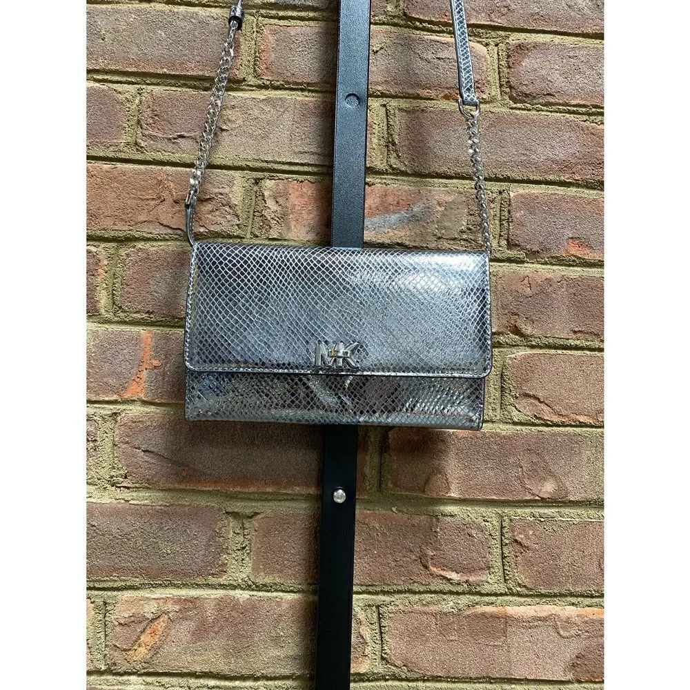 Michael Kors Gunmetal Metallic Crossbody Clutch NWOT